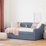 South Shore Tiara Twin Daybed w/ Trundle Upholstered/Polyester in Blue, Size 33.5 H x 43.0 W x 84.0 D in | Wayfair