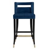 Willa Arlo™ Interiors Cali Bar Stool Wood/Upholstered/Velvet in Blue, Size 34.3 H x 20.0 W x 21.2 D in | Wayfair EYQN6048 44422939