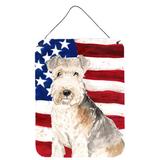 The Holiday Aisle® Shar Pei Patriotic Hanging Prints Wall Decor Metal in Blue/Red, Size 12.0 H x 16.0 W x 0.03 D in | Wayfair