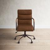 Birch Lane™ Poet Executive Chair Upholstered, Leather in Brown, Size 35.0 H x 26.0 W x 22.0 D in | Wayfair 094B528607B7426A9900EF03AFA47062