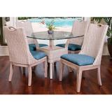 Bayou Breeze Valle 4 - Person Counter Height Dining Set Wood/Glass/Upholstered Chairs in Blue/Brown, Size 35.5 H in | Wayfair