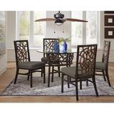 Panama Jack Sunroom Trinidad 5 Piece Dining Set Glass/Upholstered Chairs, Cotton in Black/Brown, Size 29.0 H in | Wayfair PJS-1401-BLK-6PD/SU-730