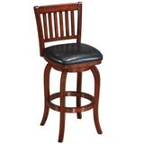 Winston Porter Coster Backed 29" Swivel Bar Stool Wood/Upholstered in Brown, Size 43.0 H x 21.0 W x 19.0 D in | Wayfair