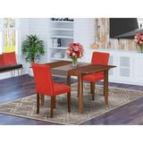 Winston Porter Gutta 3 Piece Extendable Solid Wood Dining Set Wood/Upholstered Chairs in Brown, Size 30.0 H in | Wayfair