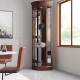 Charlton Home® Galghard Lighted Corner Curio Cabinet Wood in Brown, Size 80.0 H x 32.0 W x 26.0 D in | Wayfair 15982