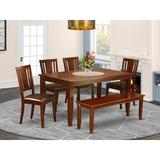 Charlton Home® Stewartville 6 - Piece Rubberwood Solid Wood Dining Set Wood/Upholstered Chairs in Black, Size 30.0 H in | Wayfair