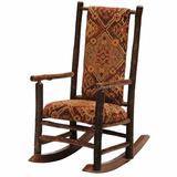 Loon Peak® Cleary Rocking Chair Solid + Manufactured Wood/Wood/Leather in Black, Size 44.0 H x 25.0 W x 36.0 D in | Wayfair 83200-SL-BlackLeather