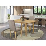 Winston Porter Habgood Rubberwood Solid Wood Dining Set Wood/Upholstered Chairs in Gray/Brown, Size 30.0 H in | Wayfair