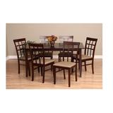 Millwood Pines Allendale 6 - Person Solid Wood Dining Set Wood/Upholstered Chairs in Black/Brown, Size 29.1 H in | Wayfair 24091825LAT+1439137