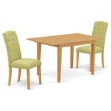 Winston Porter Maplecrest 3 Piece Extendable Solid Wood Dining Set Wood/Upholstered Chairs in Brown, Size 30.0 H in | Wayfair