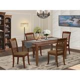 Winston Porter Luyen 4 - Person Rubberwood Solid Wood Dining Set Wood/Upholstered Chairs in Brown, Size 30.0 H in | Wayfair