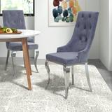 Willa Arlo™ Interiors Wesham Tufted Fabric Side Chair Wood/Upholstered in Gray, Size 42.0 H x 20.0 W x 24.0 D in | Wayfair
