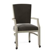 Fairfield Chair Seward King Louis Back Arm Chair Wood/Upholstered/Fabric in Gray/Green/Black, Size 38.0 H x 23.0 W x 24.5 D in | Wayfair