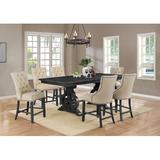 Canora Grey Mccarter 7 Piece Counter Height Extendable Dining Set Wood/Upholstered Chairs in Brown/Gray, Size 36.0 H in | Wayfair