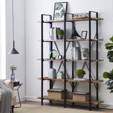 Gracie Oaks Khat Steel Etagere Bookcase for Home Office Decor, Easy Assembly in Brown, Size 80.0 H x 60.0 W x 13.0 D in | Wayfair