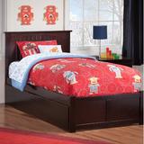 Abbie Extra Long Twin Solid Wood Platform Bed w/ Trundle by Harriet Bee Wood in Brown, Size 41.375 H x 43.625 W x 82.625 D in | Wayfair