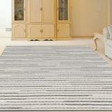 Gracie Oaks Lale Striped Hand Looped/Ivory/Cream Area Rug Viscose/Wool in White, Size 24.0 W x 0.5 D in | Wayfair 87A00CDE009B43A290A450D8E32DD3D5