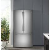 GE Profile™ 35.75" Counter Depth French Door 23.1 cu. ft. ENERGY STAR Refrigerator, Stainless Steel in Black, Size 69.875 H x 35.75 W x 31.25 D in