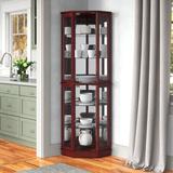 Charlton Home® Maristow Lighted Corner Curio Cabinet Wood in Brown, Size 72.0 H x 26.0 W x 19.63 D in | Wayfair 205C1C323E6F4D2AB6A803246B47DE4F