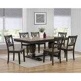 Rosalind Wheeler Papineau 7 - Piece Extendable Rubber Solid Wood Dining Set Wood in White/Brown, Size 30.0 H in | Wayfair