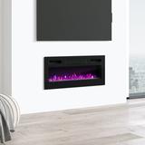 Orren Ellis Shipman Recessed Wall Mounted Electric Fireplace Insert in Black, Size 14.75 H x 30.75 W x 5.0 D in | Wayfair