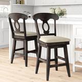 Three Posts™ Sariyah Swivel Bar & Counter Stool Wood/Upholstered in Brown, Size 42.32 H x 21.3 W x 21.7 D in | Wayfair