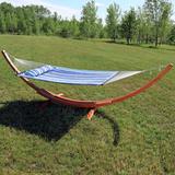 Bay Isle Home™ West Hewish Spreader Bar Hammock w/ Stand Polyester in Brown, Size 48.0 H x 55.0 W x 156.0 D in | Wayfair