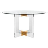 Everly Quinn Ravello Dining Table Plastic/Acrylic/Glass/Metal in White/Yellow, Size 30.0 H x 42.0 W x 42.0 D in | Wayfair