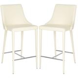 Wrought Studio™ Bohy 26" Counter Stool Upholstered/Leather/Metal in White, Size 37.4 H x 22.9 W x 18.9 D in | Wayfair LGLY5923 41887613