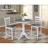 August Grove® Adamine 3 - Piece Counter Height Rubberwood Solid Wood Dining Set Wood in Gray/White, Size 35.1 H in | Wayfair