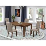 Red Barrel Studio® Abony Rubberwood Solid Wood Dining Set Wood/Upholstered Chairs in Brown/Gray, Size 30.0 H in | Wayfair