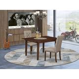 Winston Porter Hallas Butterfly Leaf Rubberwood Solid Wood Dining Set Wood/Upholstered Chairs in Brown/Gray, Size 30.0 H in | Wayfair