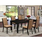 Charlton Home® Valkyries Butterfly Leaf Rubberwood Solid Wood Dining Set Wood/Upholstered in Black | Wayfair 8F03E044196646A8B07566811E904631