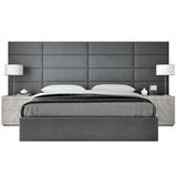 Orren Ellis Sapan Upholstered Platform Bed Microfiber/Microsuede in Gray, Size 14.0 H x 78.0 W x 82.0 D in | Wayfair