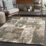 White Area Rug - Trent Austin Design® Maestas Abstract Shag Cream/Dark Green Area Rug Polyester in White, Size 24.0 W x 1.18 D in | Wayfair