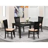 Canora Grey Morden Butterfly Leaf Rubberwood Solid Wood Dining Set Wood/Upholstered Chairs in Black, Size 30.0 H in | Wayfair