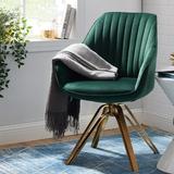 Side Chair - Mercury Row® Brilliana 22.9" Wide Swivel Side Chair Velvet/Fabric in Green/Black/Yellow, Size 33.3 H x 22.9 W x 24.2 D in | Wayfair