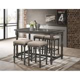 Rosalind Wheeler Demarcus 4 - Person Counter Height Dining Set Wood/Upholstered Chairs in Gray, Size 37.0 H in | Wayfair