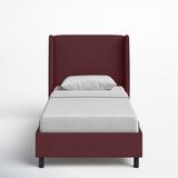 Joss & Main Tilly Upholstered Low Profile Platform Bed Metal/Polyester in White/Brown, Size 47.0 H x 44.0 W in | Wayfair