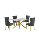 Mercer41 Albarado 5 - Piece Dining Set Wood/Glass/Metal/Upholstered Chairs in Brown/Yellow, Size 30.0 H in | Wayfair
