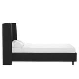 Joss & Main Tilly Upholstered Low Profile Platform Bed Velvet/Metal in White/Black, Size 47.0 H x 44.0 W in | Wayfair