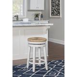 Sand & Stable™ Granville Swivel Bar & Counter Stool Wood/Wicker/Rattan in White, Size 25.47 H x 17.99 W x 17.99 D in | Wayfair