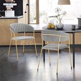 Etta Avenue™ Kamryn Metal Arm Chair Upholstered/Velvet/Metal in Gray/Yellow, Size 29.53 H x 22.44 W x 20.47 D in | Wayfair