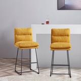 Mercury Row® Frampton Counter & Bar Stool Wood/Upholstered/Velvet/Metal in Yellow, Size 42.13 H x 17.72 W x 24.02 D in | Wayfair