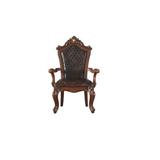 Bloomsbury Market Rangler Tufted Queen Anne Back Arm Chair Faux Leather/Wood/Upholstered in Brown, Size 48.0 H x 28.0 W x 27.0 D in | Wayfair