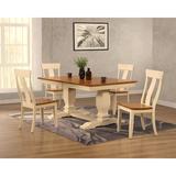 Canora Grey Sarcoxie Extendable Rubberwood Solid Wood Dining Set Wood in White/Brown, Size 30.0 H in | Wayfair 96DE23303E6D437BBE9F30615C83C0BF