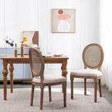Ophelia & Co. Destan King Louis Back Side Chair in Beige/Oak Wood/Upholstered/Fabric in Brown, Size 37.8 H x 19.29 W x 18.11 D in | Wayfair