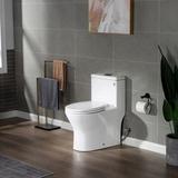 WoodBridge Dual-Flush Elongated One-Piece Toilet, Stainless Steel in White, Size 27.875 H x 24.375 D in | Wayfair B0500-MB