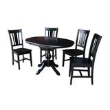 Dining Set - Alcott Hill® Damien 5 Piece Extendable Solid Wood Dining Set, Wood/Solid Wood in Brown/Black