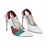 Gucci Shoes | Gucci Glitter Web Leather Slingback Pumps | Color: White | Size: 37.5eu